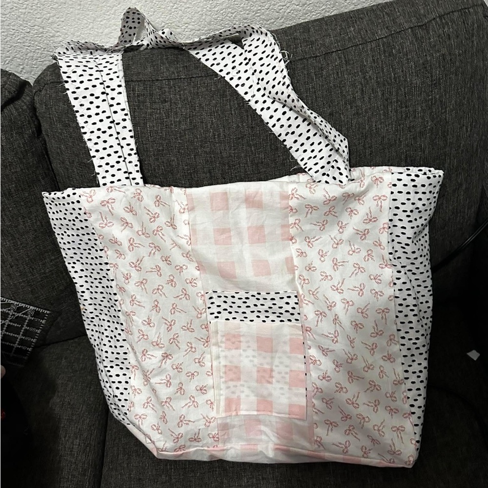 Polka Dot and Pink Patterned Tote Bag